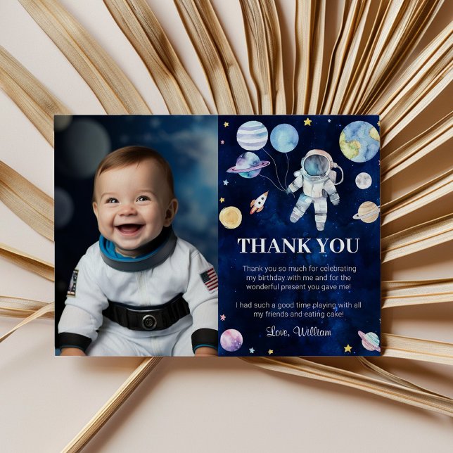 Rymden Planets Birthday Photo Tackto You Card Tack Kort (Skapare uppladdad)