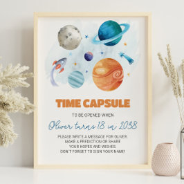 Rymden Planets Birthday Time Capsule Sign Poster