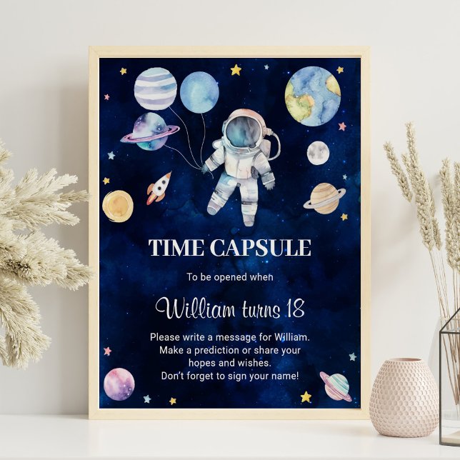 Rymden Planets Birthday Time Capsule Sign Poster (Skapare uppladdad)