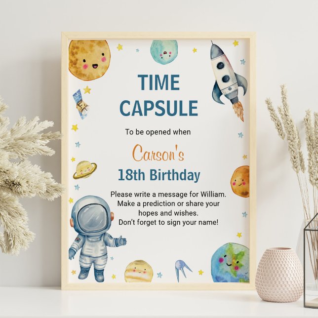 Rymden Planets Birthday Time Capsule Sign Poster (Skapare uppladdad)