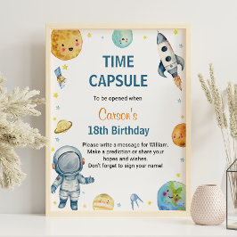 Rymden Planets Birthday Time Capsule Sign Poster