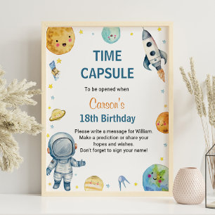 Rymden Planets Birthday Time Capsule Sign Poster
