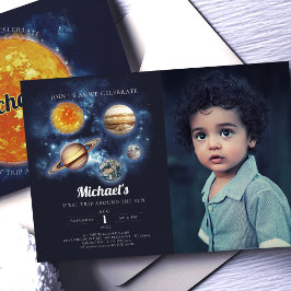 Rymden Planets Boy First Birthday bjudande Inbjudningar