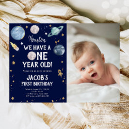Rymden Planets Boy First Birthday bjudande Inbjudningar