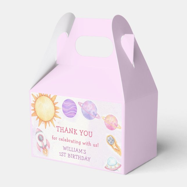 Rymden Planets Boy Galaxy Första Resa-födelsedagen Presentaskar (Framsidan Sidan)