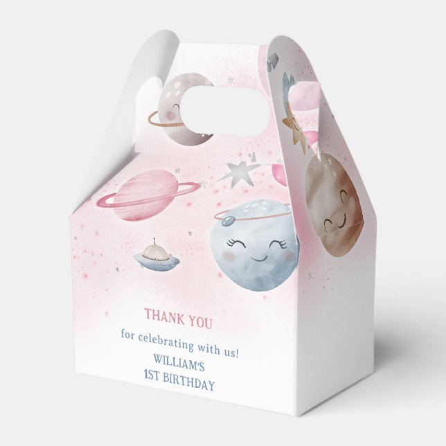 Rymden Planets Boy Galaxy Första Resa-födelsedagen Presentaskar (Framsidan Sidan)