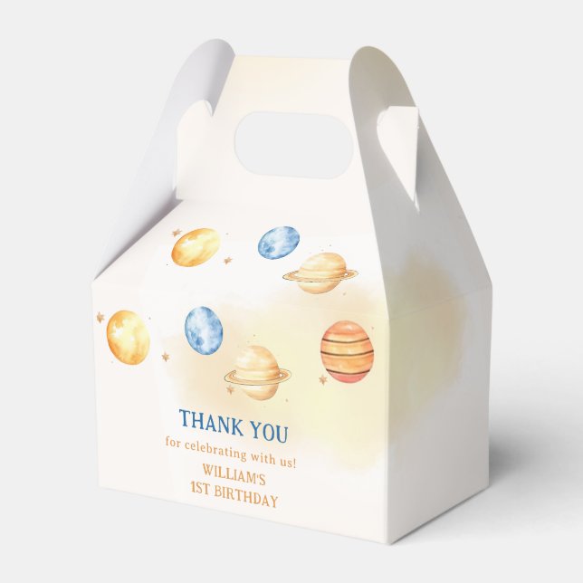 Rymden Planets Boy Galaxy Första Resa-födelsedagen Presentaskar (Framsidan Sidan)