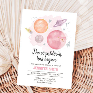 Rymden Planets Galaxy Girl Baby Shower Inbjudningar