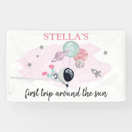 Rymden Planets Girl First Birthday BackDrop B