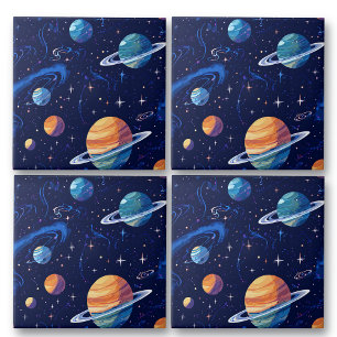 Rymden Planets och Stars Galaxy Mönster Kakelplatta