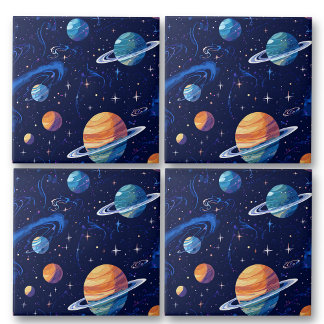 Rymden Planets och Stars Galaxy Mönster Kakelplatta