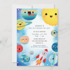 Rymden Planets Rocket Frakt Birthday Inbjudningar
