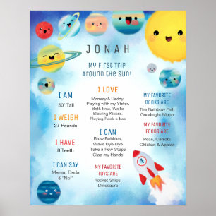 Rymden Planets Rocket Frakt Birthday Poster