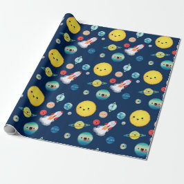 Rymden Planets Rocket Frakt Birthday Presentpapper