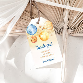 Rymden Planets Rocket Frakt Tack Presentetikett