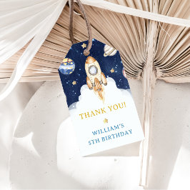 Rymden Planets Rocket Frakt Tack Presentetikett