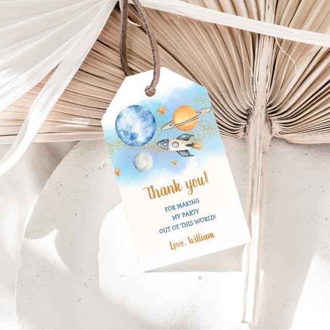 Rymden Planets Rocket Frakt Tack Presentetikett (Skapare uppladdad)