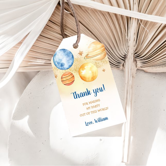 Rymden Planets Rocket Frakt Tack Presentetikett (Skapare uppladdad)