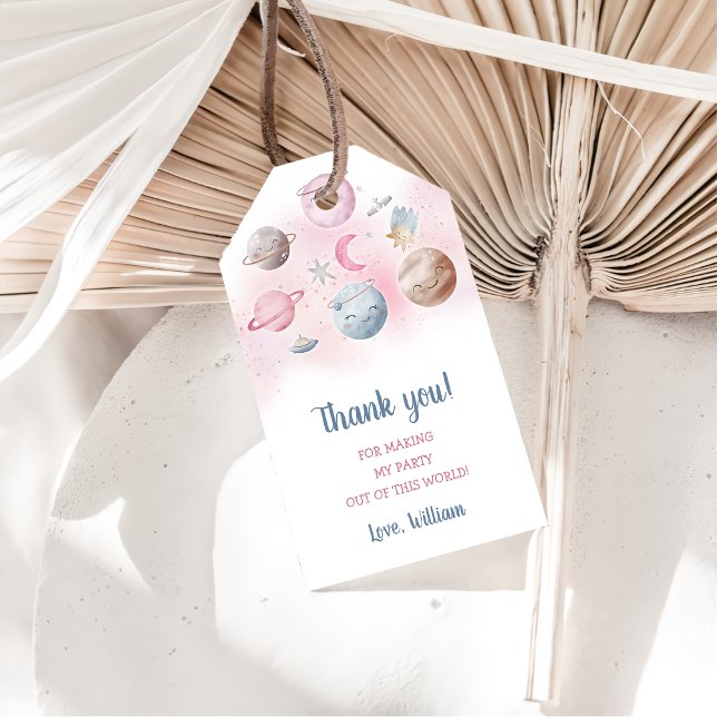 Rymden Planets Rocket Frakt Tack Presentetikett (Skapare uppladdad)