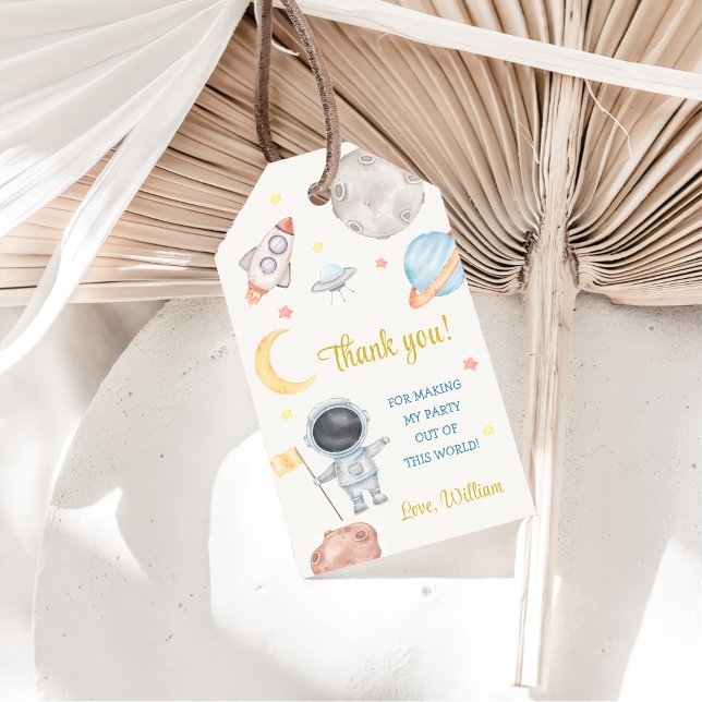 Rymden Planets Rocket Frakt Tack Presentetikett (Skapare uppladdad)