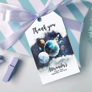 Rymden Planets Rocket Frakt Tack, Sticker Presentetikett