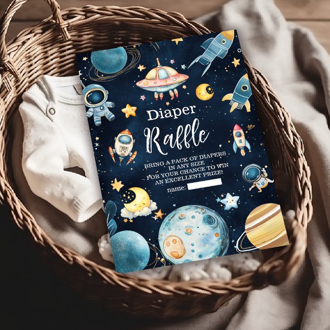 Rymden Planets Rocket Navy Diapper Raffle Tilläggskort (Skapare uppladdad)
