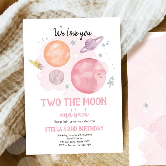 Rymden Planets två, Måne-fågeldagen Inbjudningar (Skapare uppladdad)