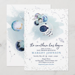 Rymden pojkvän Babyskor Galaxy Baby Shower Inv. Inbjudningar