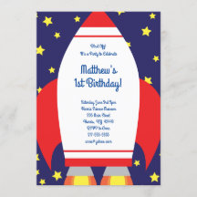 Rymden Rocket 1:a födelsedagskallelse