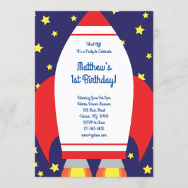 Rymden Rocket 1:a födelsedagskallelse Inbjudningar