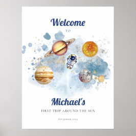 Rymden Rocket First Birthday Foam Board Poster