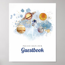 Rymden Rocket Första födelsedagen Guestbook Poster