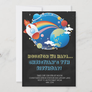Rymden Rocket Frakt Birthday-inbjudningar Inbjudningar