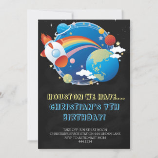 Rymden Rocket Frakt Birthday-inbjudningar Inbjudningar