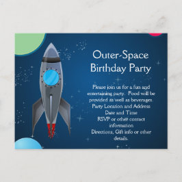 Rymden Rocket Frakt Inbjudan Vykort