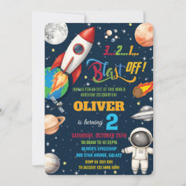 Rymden Rocket Planets Astronaut Birthday Inbjudningar