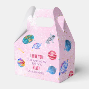 Rymden Rocket Planets blå pojke Birthday Favor Presentaskar