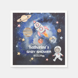 Rymden Rocket Planets Boy Baby Shower Pappersservett