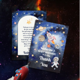 Rymden Rocket Planets Boy Baby Shower Tack Kort