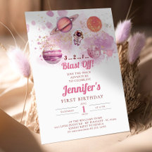 Rymden Rosa Planets Girl First Birthday