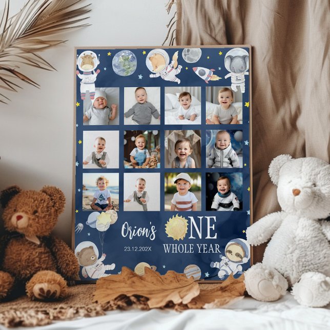 Rymden Safari Birthday Photo Milestone Poster (Skapare uppladdad)