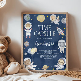 Rymden Safari Birthday Time Capsule Sign Poster