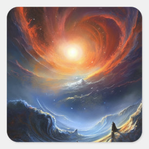 Rymden Sci Fi liggande bild Fyrkantigt Klistermärke