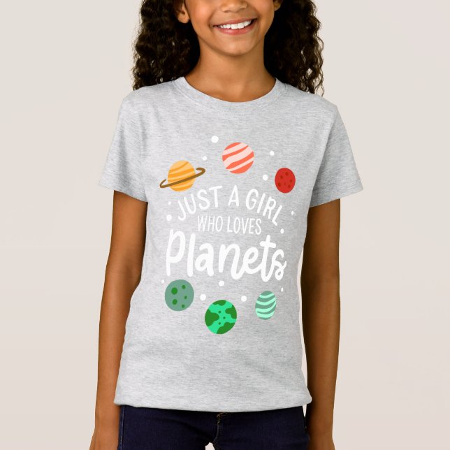 Rymden Science Girl som Kärlek Planets T Shirt (Framsida)