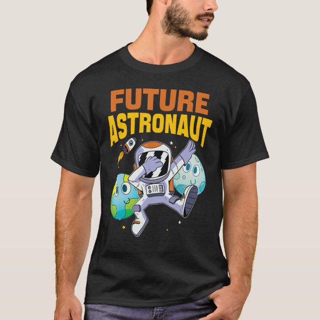 Rymden Science Rocket Universe Dabbing Future T Shirt (Framsida)