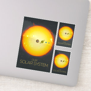 Rymden, solsystemet, Sol och planeter Klistermärken