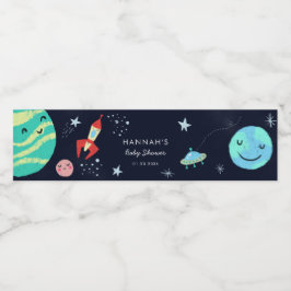 Rymden Stars Boy Baby Shower Vattenflaskor Etikett