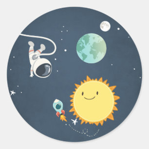 Rymden Sticker - kuvert - förslutning Rocket Astro Runt Klistermärke