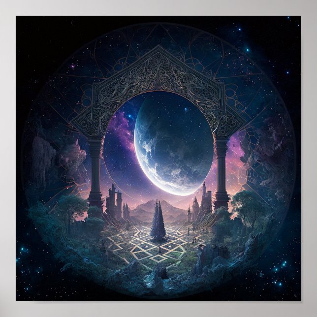 Rymden Surreal Fantasy Art Poster (Framsidan)