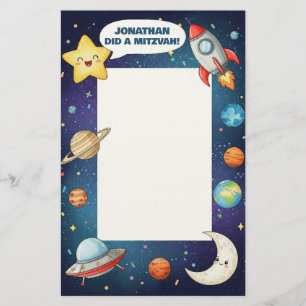 Rymden Theme Personal Mitzvah Notes Brevpapper